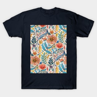 Vivid Colorful Art Nouveau Floral T-Shirt